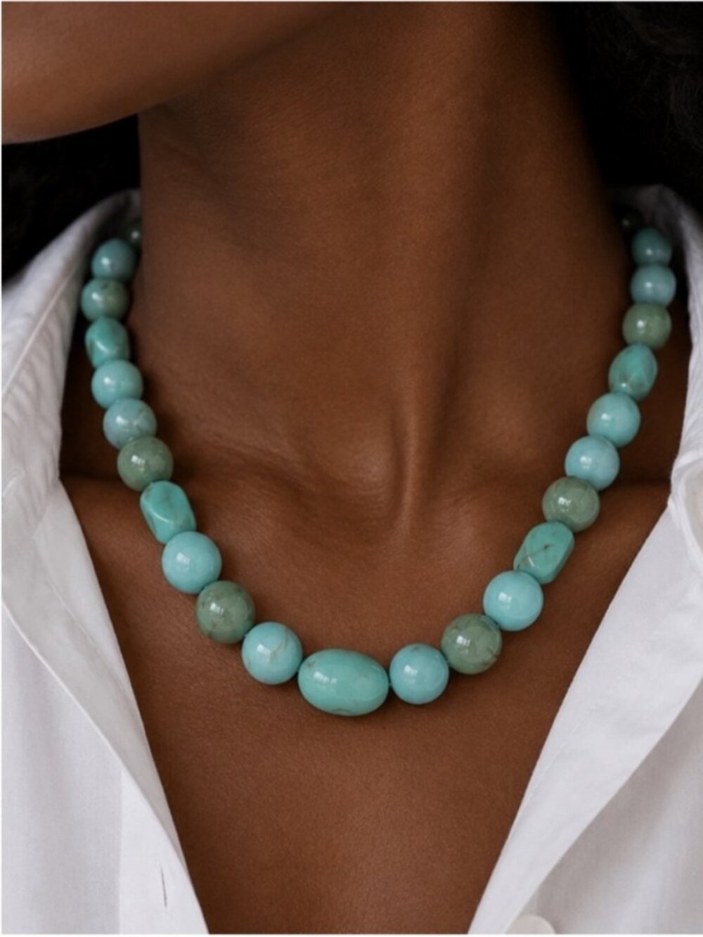 New! Coastal Boho Turquoise Beaded Chunky Dopamine Necklace NWOT 2014